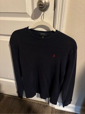 Polo by Ralph Lauren Boys Navy Long-Sleeve Waffle Knit Sweater